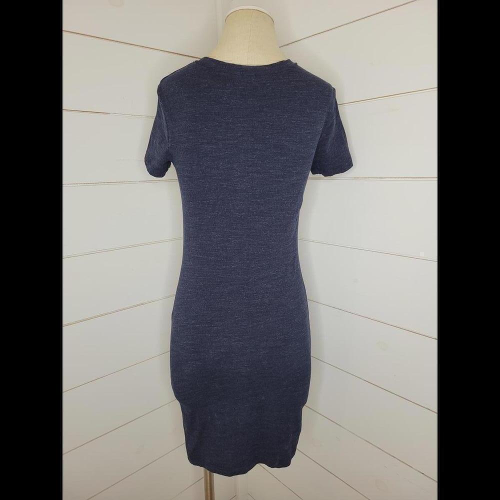 H&M small heathered blue basic knee length tee shirt dress - Picture 2 of 4